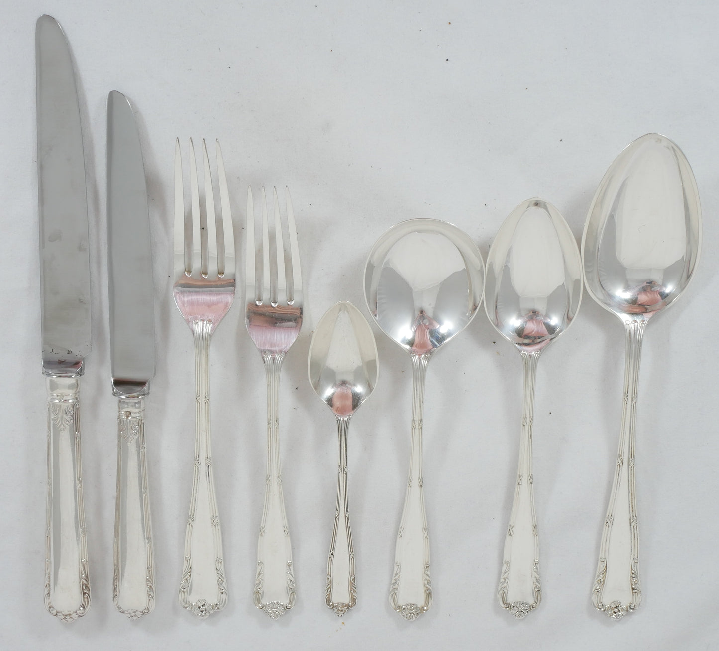 Antique Vintage 53pc 6pl Sterling Silver Marie Cutlery Set Fork Spoon Asprey CJV