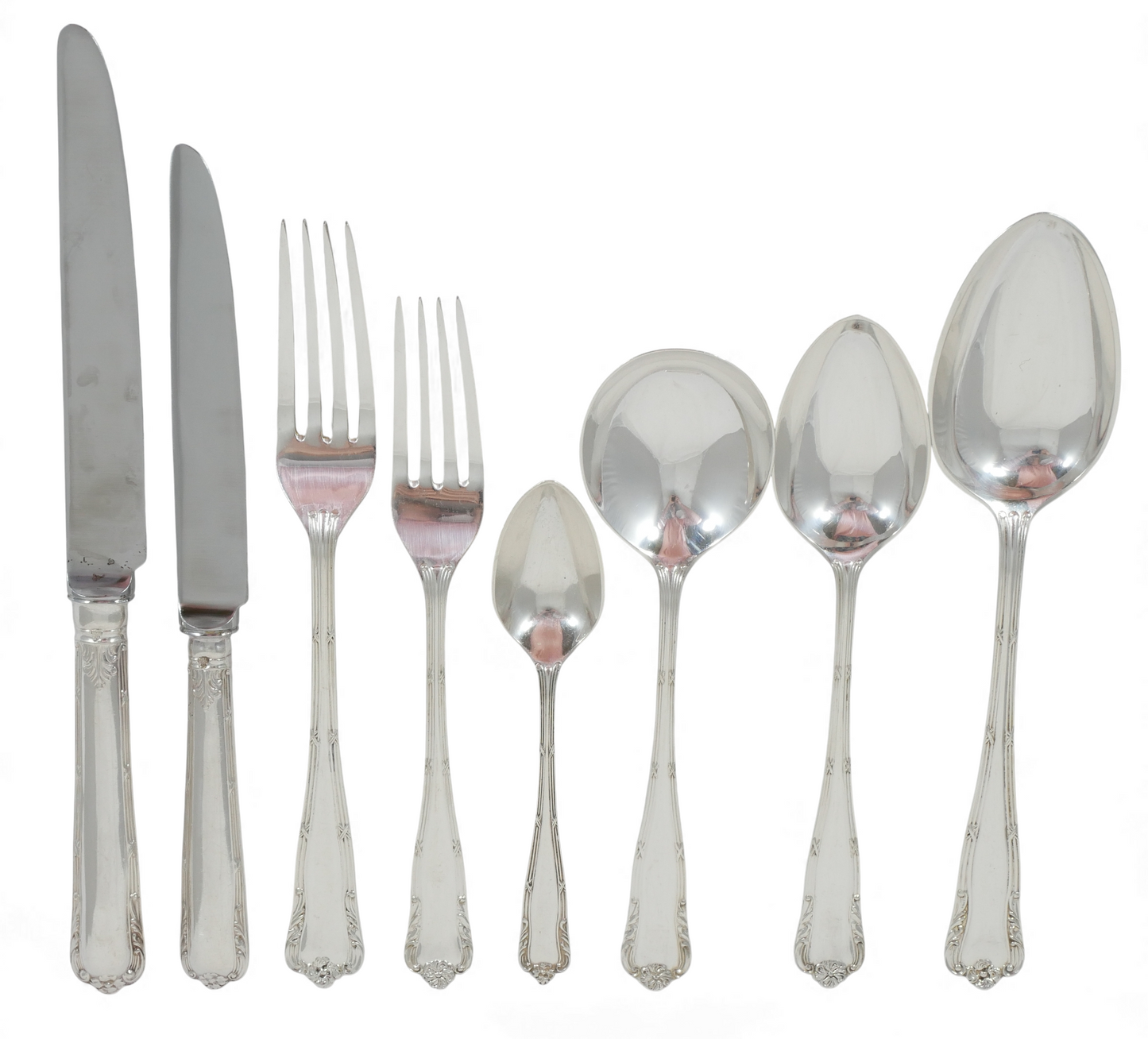 Antique Vintage 53pc 6pl Sterling Silver Marie Cutlery Set Fork Spoon Asprey CJV