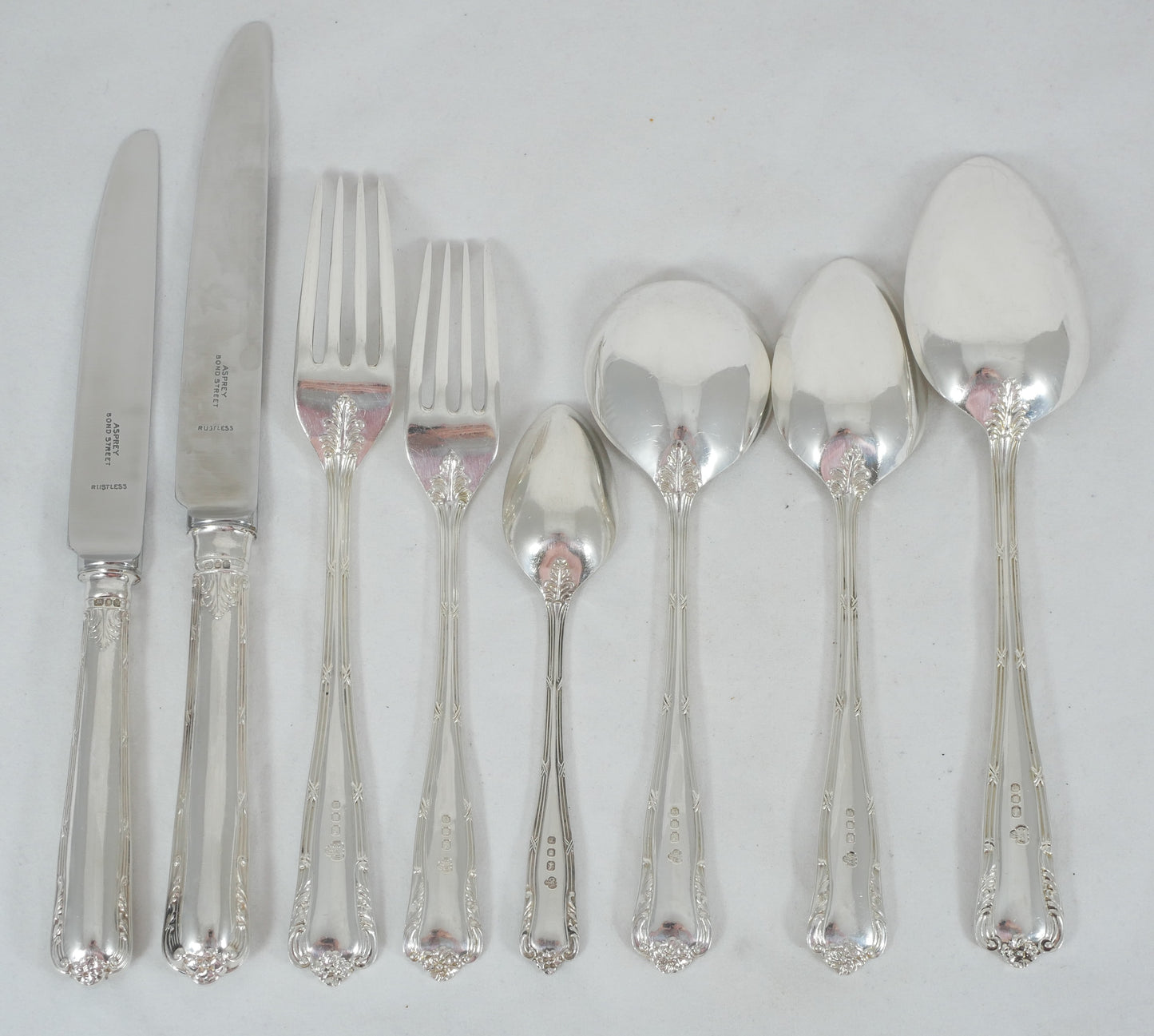 Antique Vintage 53pc 6pl Sterling Silver Marie Cutlery Set Fork Spoon Asprey CJV
