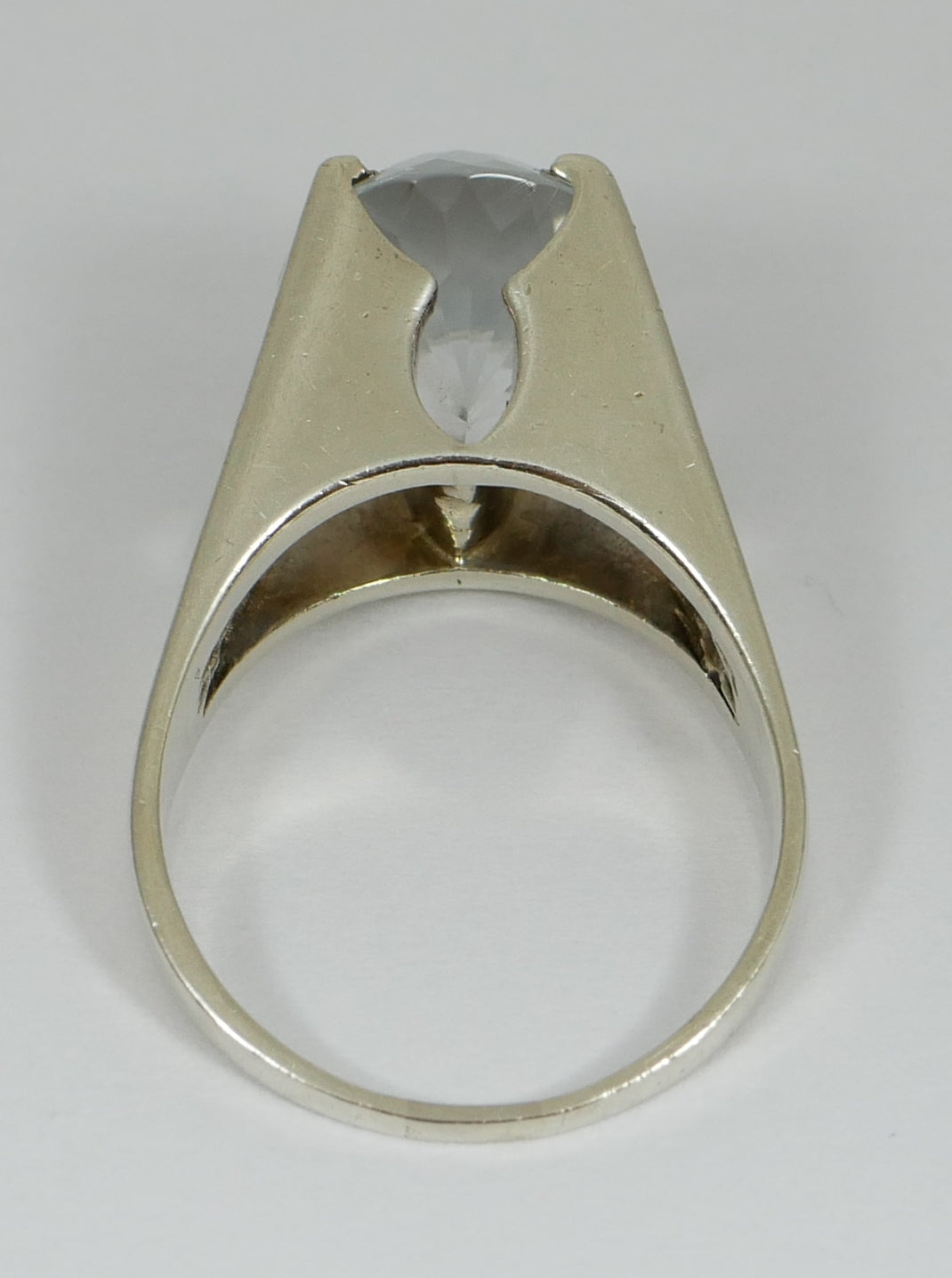 Retro Vintage Solid 9ct White Gold Topaz Solitaire Cocktail Ring Size 8.5 Q 58