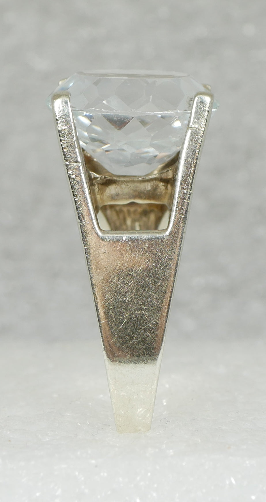 Retro Vintage Solid 9ct White Gold Topaz Solitaire Cocktail Ring Size 8.5 Q 58
