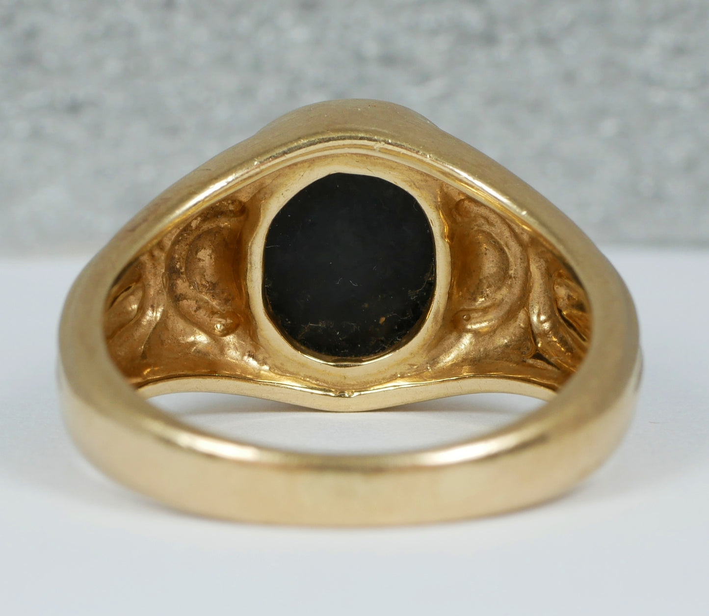 Modern Mens Unisex Solid 9ct Yellow Gold Onyx Signet Dress Ring Size 10 T 61 375