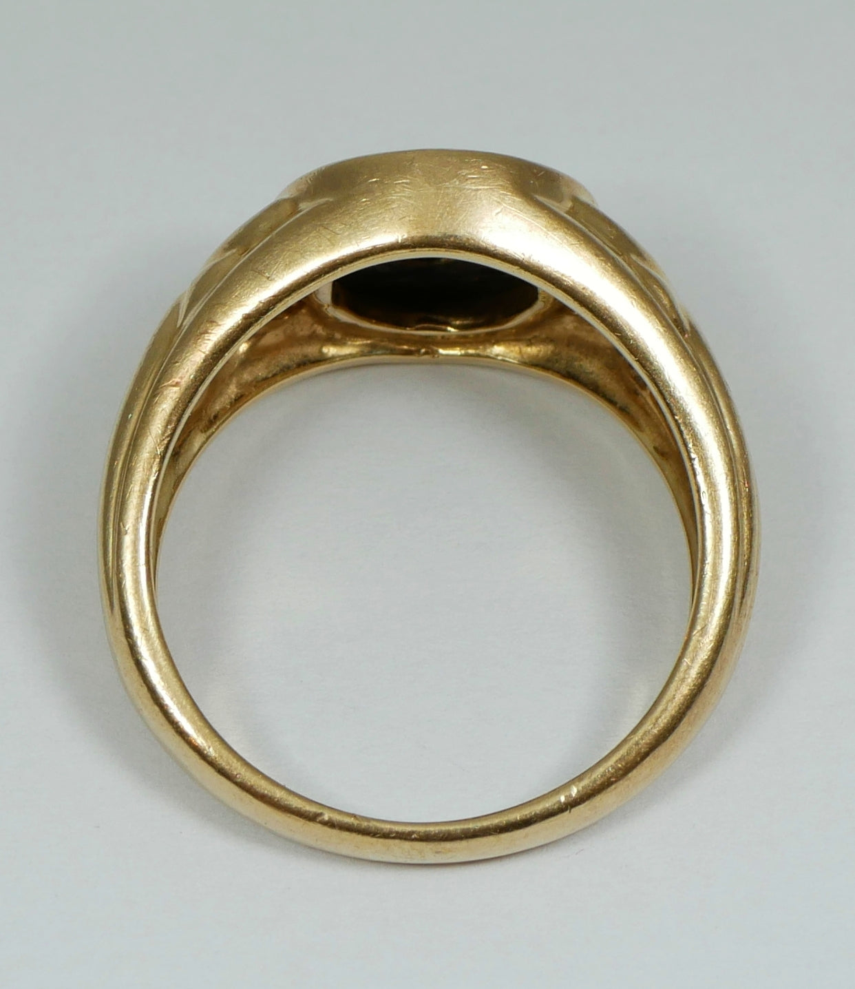 Modern Mens Unisex Solid 9ct Yellow Gold Onyx Signet Dress Ring Size 10 T 61 375