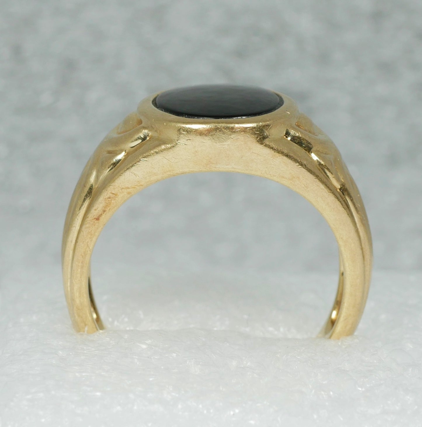 Modern Mens Unisex Solid 9ct Yellow Gold Onyx Signet Dress Ring Size 10 T 61 375