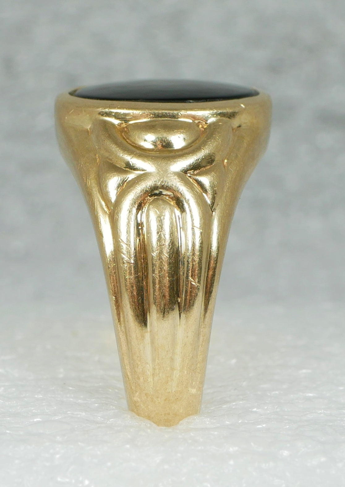 Modern Mens Unisex Solid 9ct Yellow Gold Onyx Signet Dress Ring Size 10 T 61 375