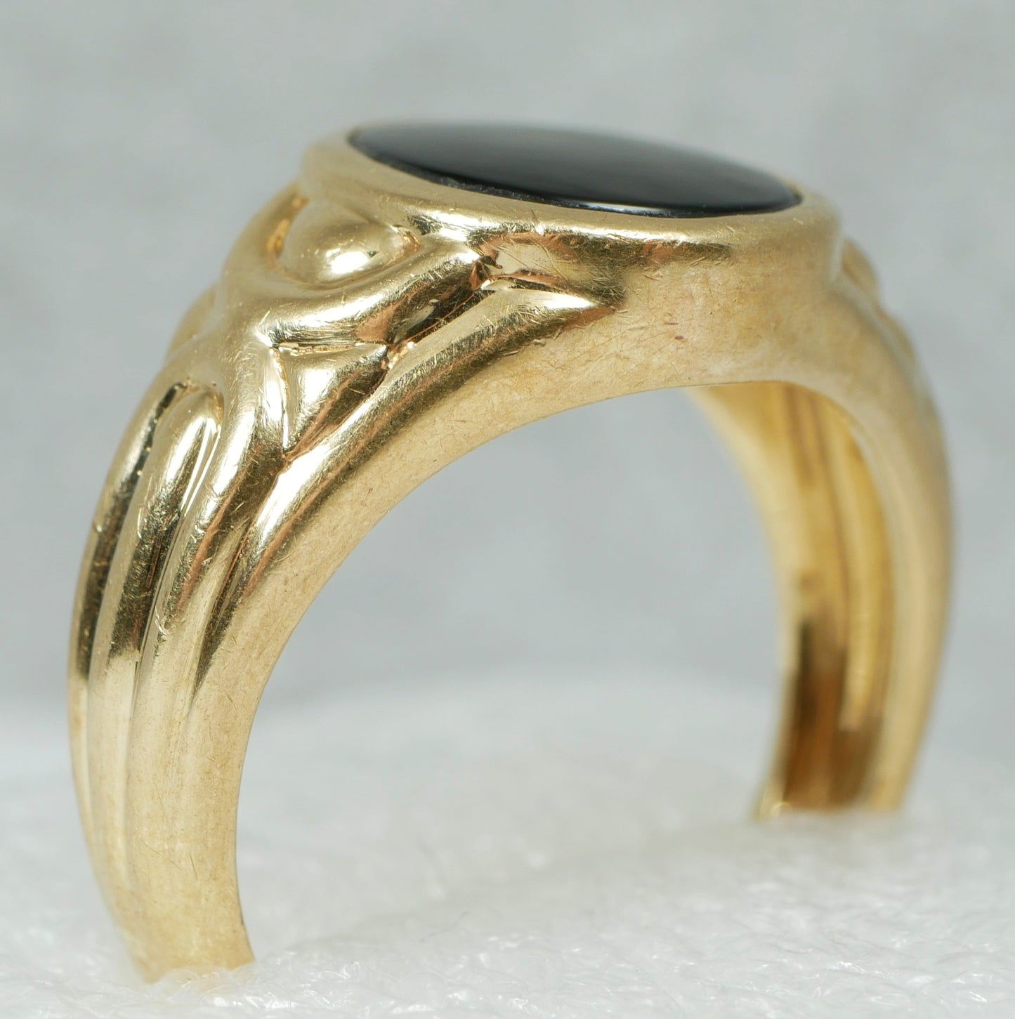 Modern Mens Unisex Solid 9ct Yellow Gold Onyx Signet Dress Ring Size 10 T 61 375