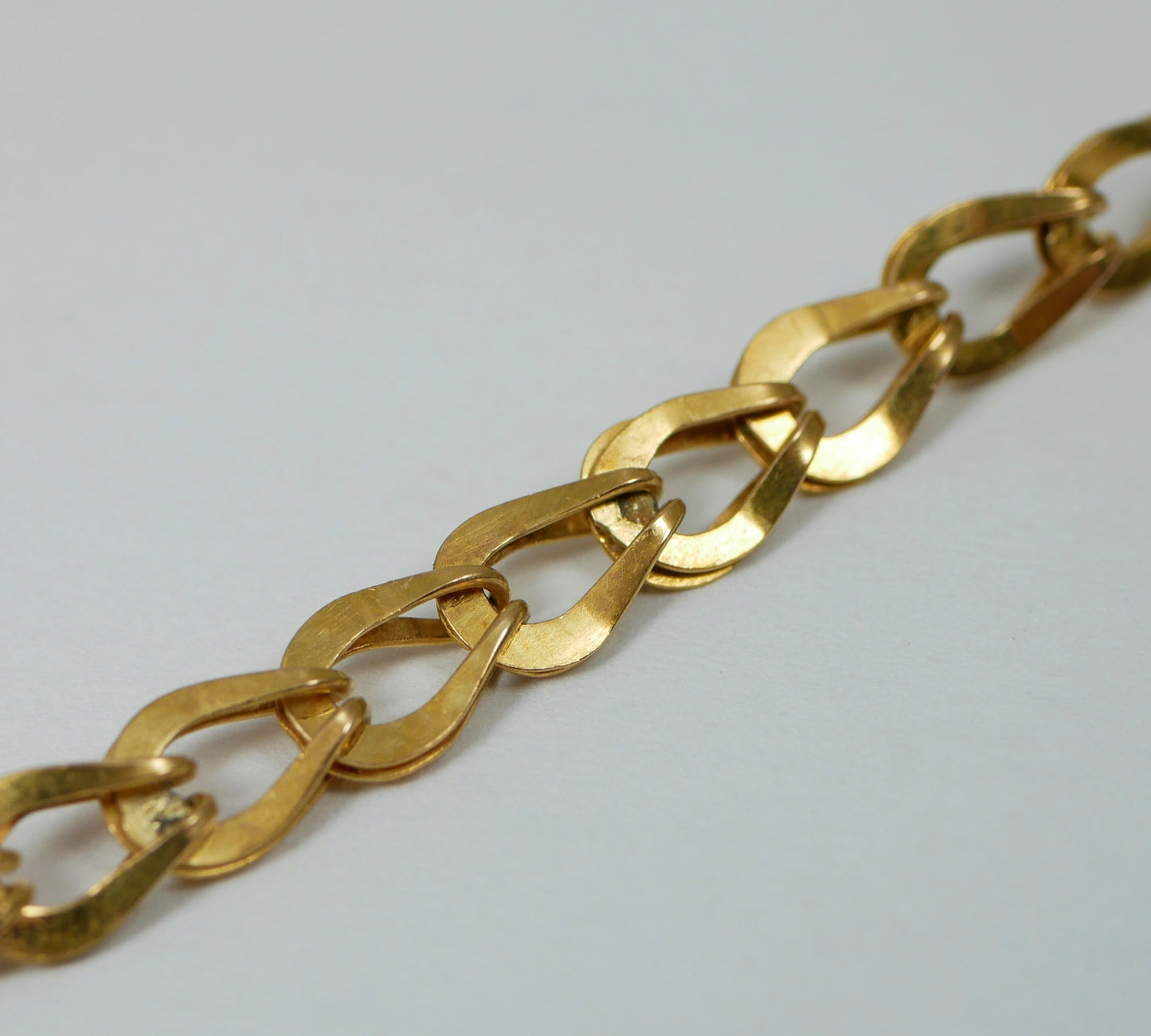 Vintage Chinese Solid 21ct Yellow Gold Pink Cat's Eye Stone 16cm 6" Bracelet Cat