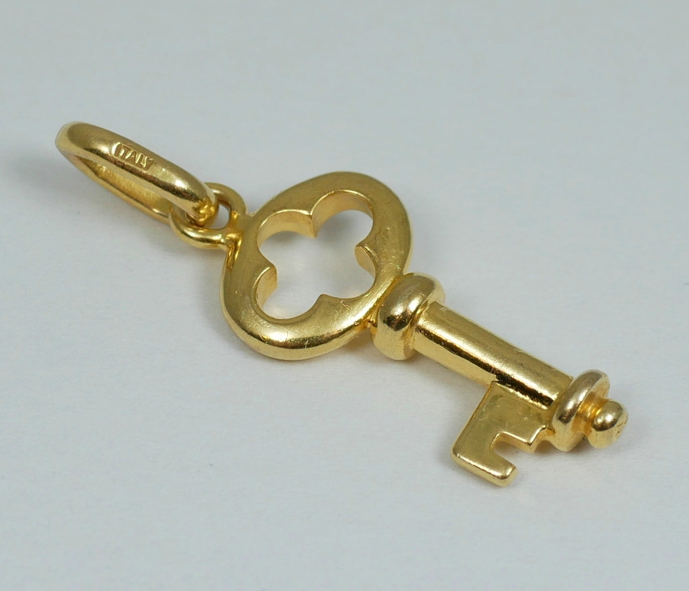 Italian Solid 9ct Yellow Gold 22mm Birthday Key Bracelet Charm Pendant 375 21st