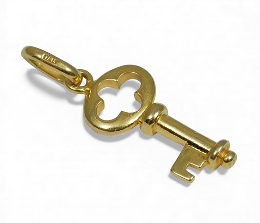 Italian Solid 9ct Yellow Gold 22mm Birthday Key Bracelet Charm Pendant 375 21st
