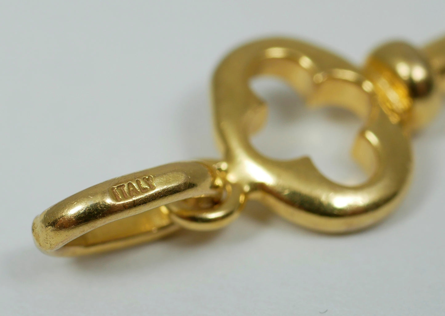 Italian Solid 9ct Yellow Gold 22mm Birthday Key Bracelet Charm Pendant 375 21st