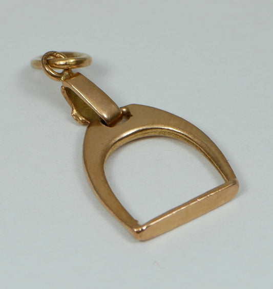 Solid 9ct Yellow Gold Equestrian Horse Saddle Stirrup Bracelet Charm Pendant 375