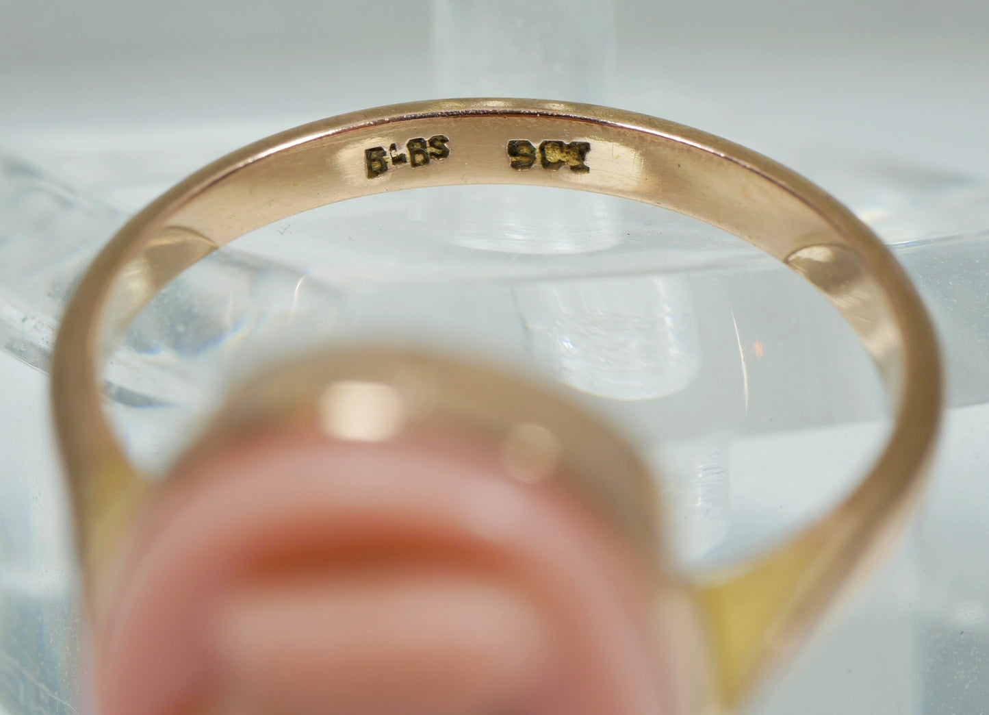 Antique Art Deco Solid 9ct Rose Gold Pink Glass Cameo Dress Ring Size 8 P 56 375