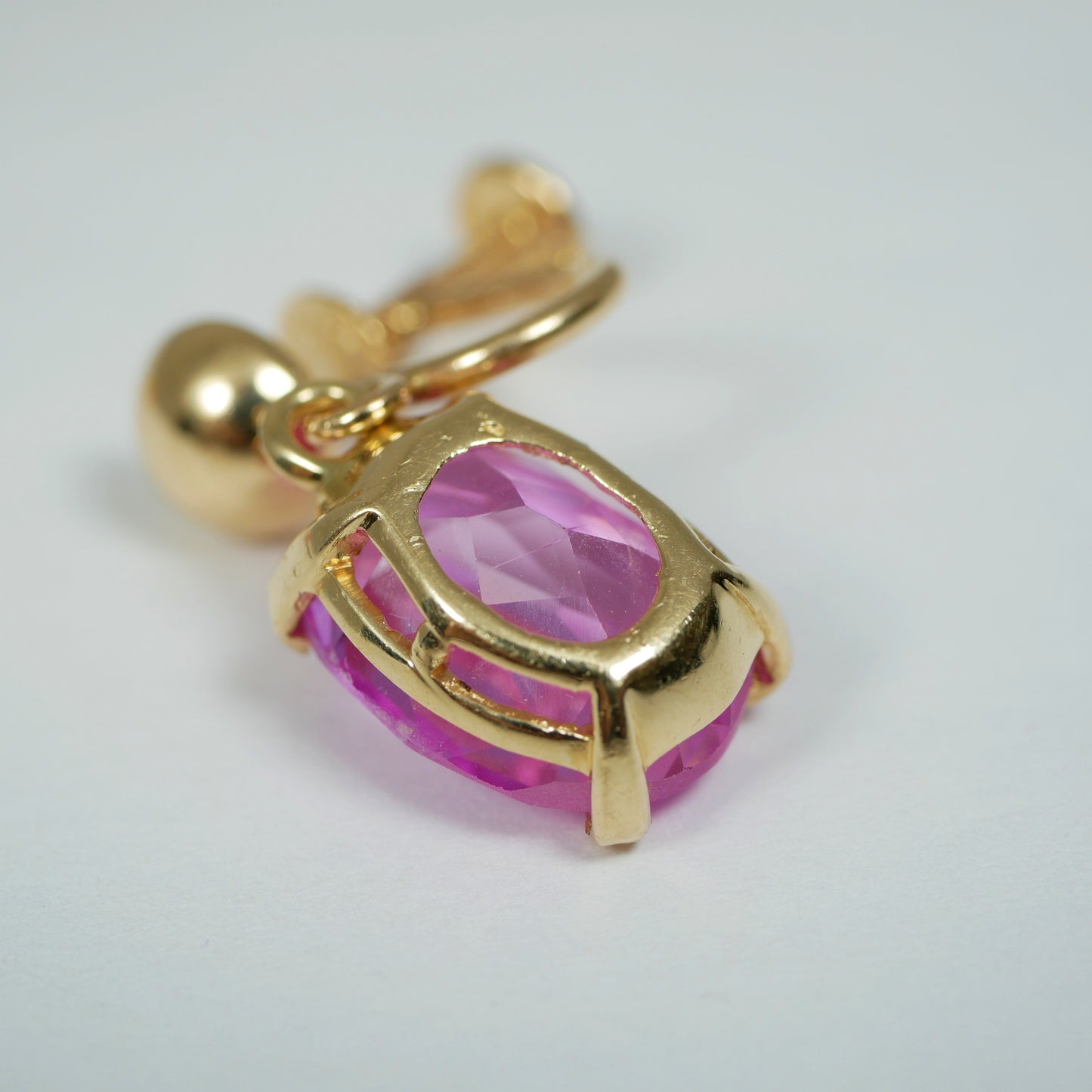 Vintage Pair of Solid 14ct Yellow Gold Pink Sapphire French Screw Earrings Set