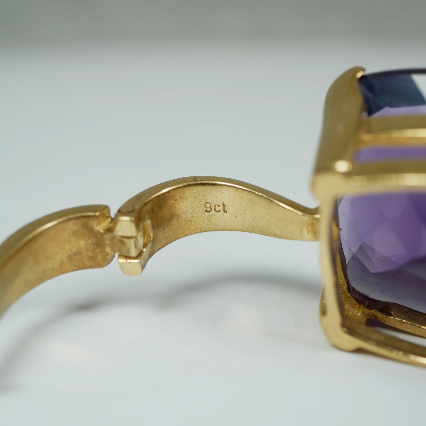 Solid 9ct Yellow Gold Cushion Cut Amethyst Enhancer Necklace Pendant