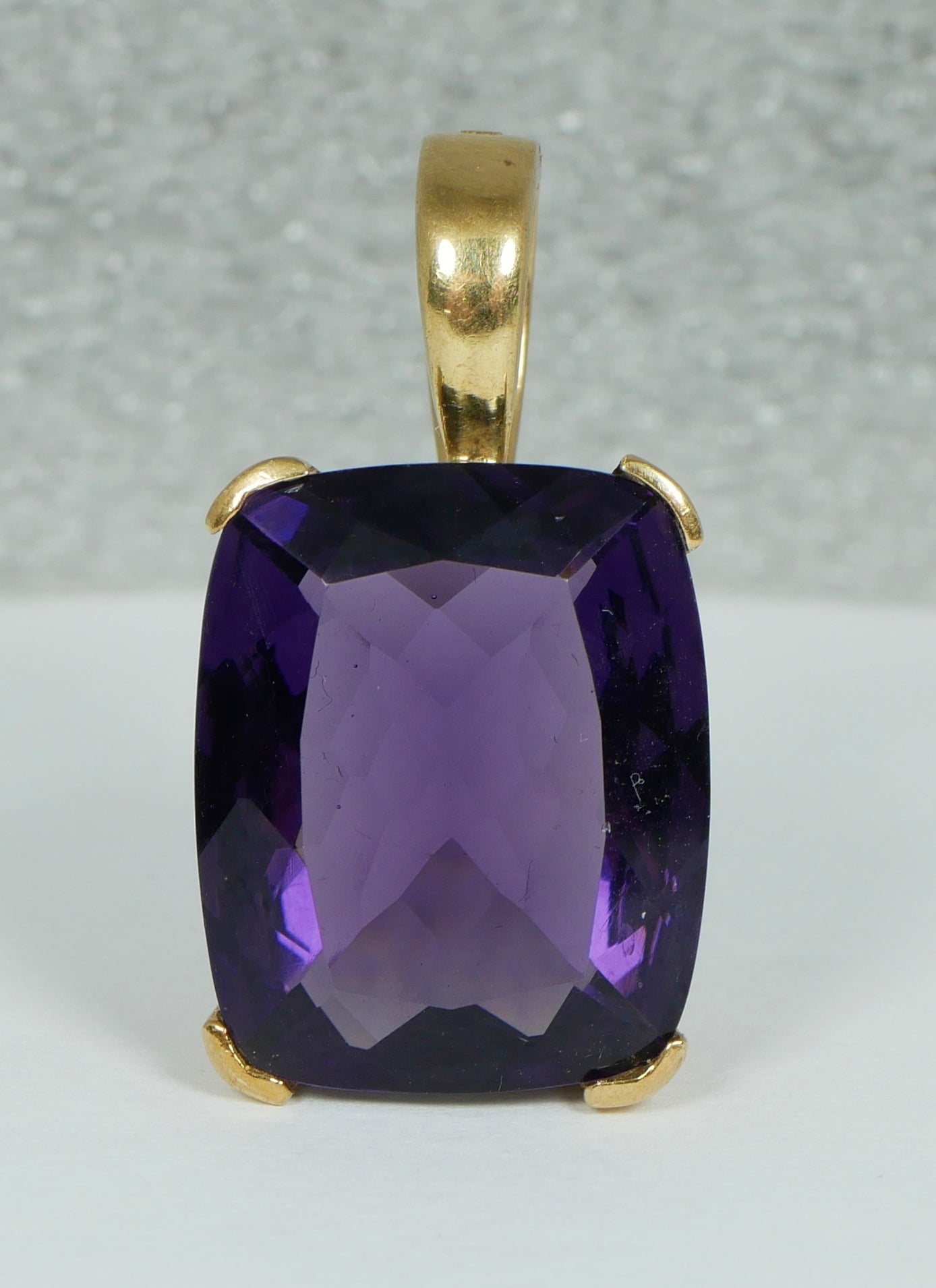Solid 9ct Yellow Gold Cushion Cut Amethyst Enhancer Necklace Pendant