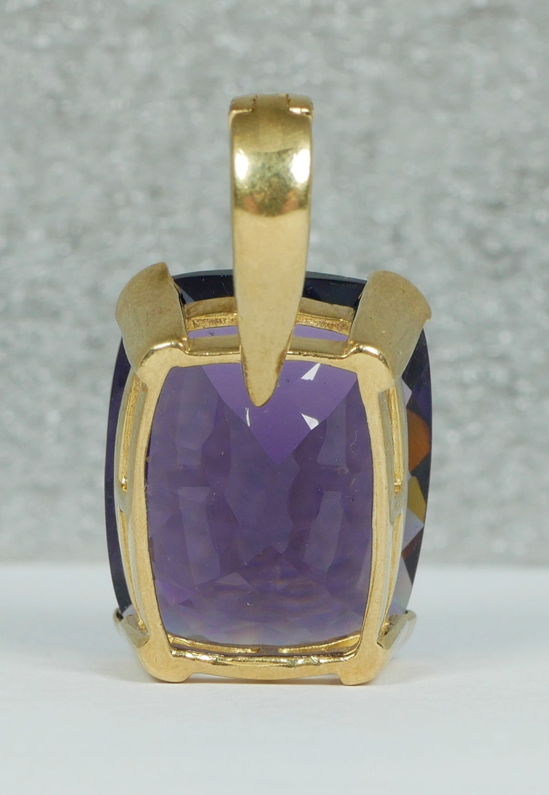 Solid 9ct Yellow Gold Cushion Cut Amethyst Enhancer Necklace Pendant