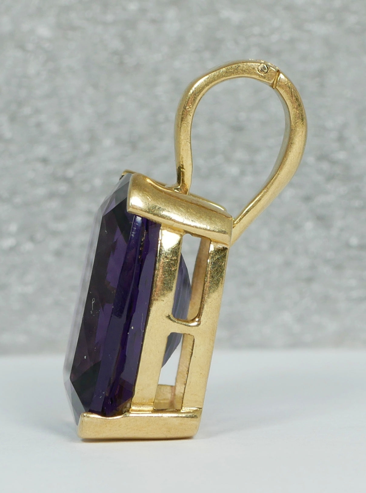 Solid 9ct Yellow Gold Cushion Cut Amethyst Enhancer Necklace Pendant