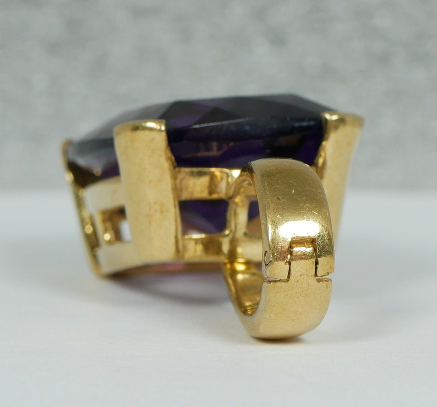 Solid 9ct Yellow Gold Cushion Cut Amethyst Enhancer Necklace Pendant