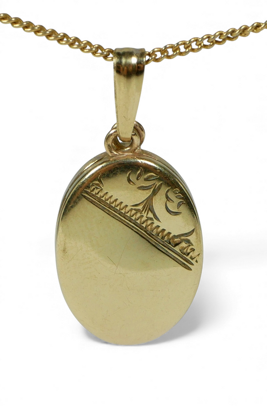 Solid 9ct Yellow Gold 20mm Oval Photo Locket Necklace Pendant Photograph Frame