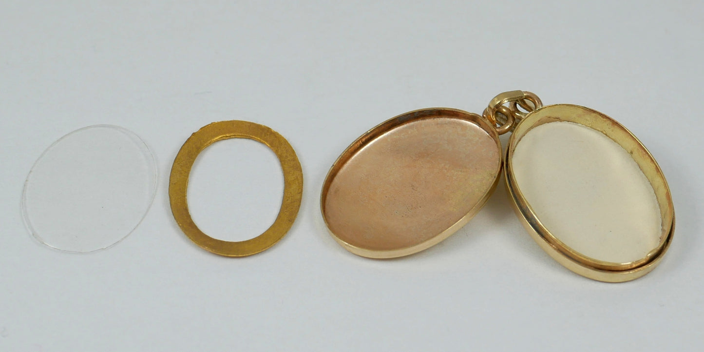 Solid 9ct Yellow Gold 20mm Oval Photo Locket Necklace Pendant Photograph Frame