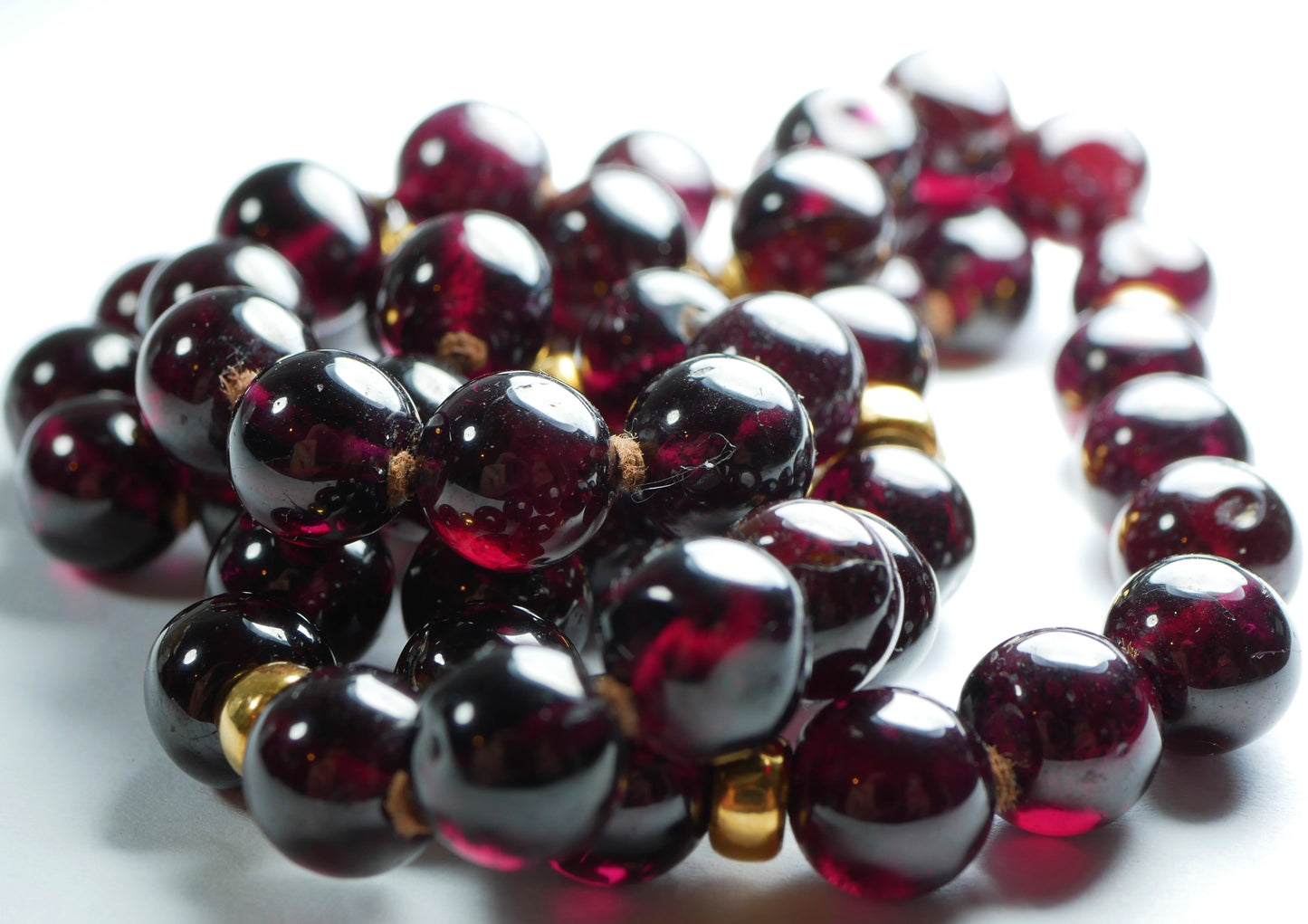 Solid 18ct Yellow Gold &7mm Garnet Bead 47cm 18.5" Enhancer Necklace Strand 750