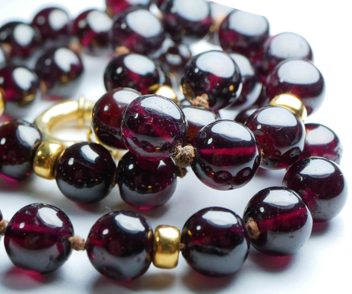 Solid 18ct Yellow Gold &7mm Garnet Bead 47cm 18.5" Enhancer Necklace Strand 750
