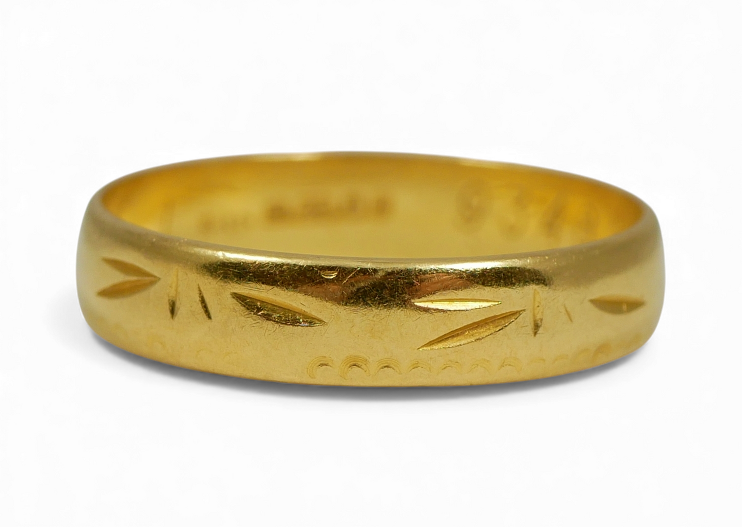 Vintage 1966 English Solid 22ct Yellow Gold 4mm Wedding Band Ring Size 6 L 51
