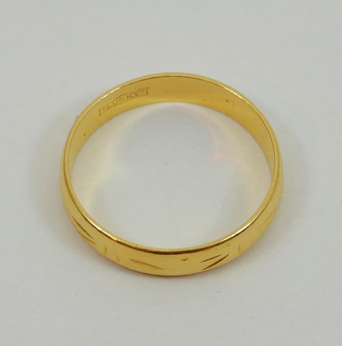 Vintage 1966 English Solid 22ct Yellow Gold 4mm Wedding Band Ring Size 6 L 51