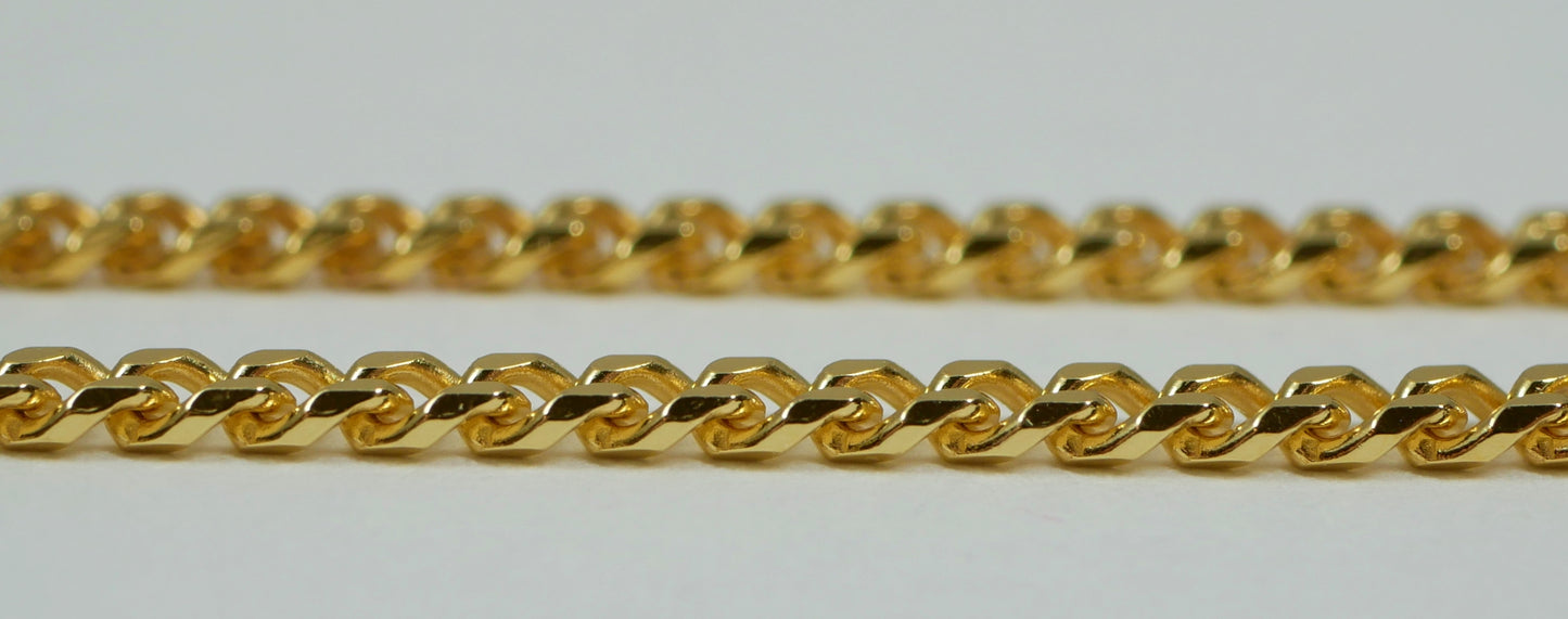 Solid 9ct Yellow Gold 2mm Flat Cuban Link 50cm 20" Necklace Chain Miami 5.3gm NZ