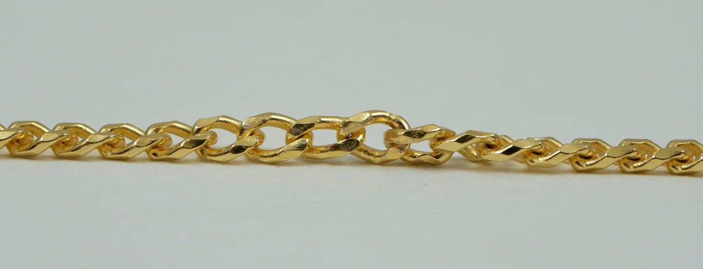 Solid 9ct Yellow Gold 2mm Flat Cuban Link 50cm 20" Necklace Chain Miami 5.3gm NZ