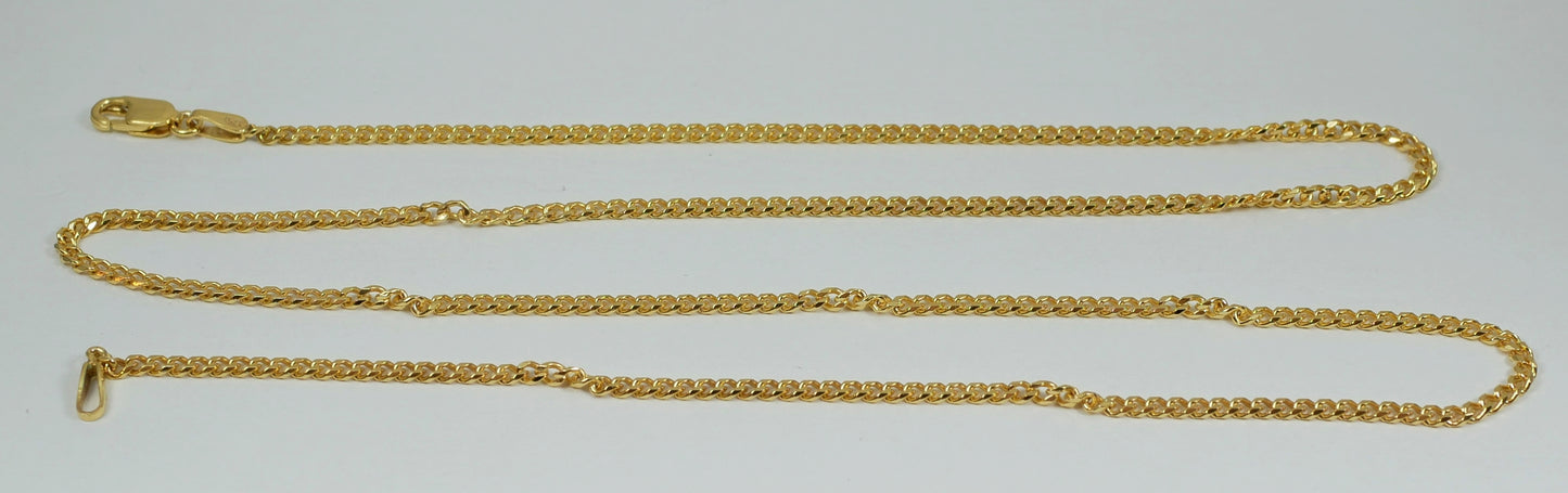 Solid 9ct Yellow Gold 2mm Flat Cuban Link 50cm 20" Necklace Chain Miami 5.3gm NZ