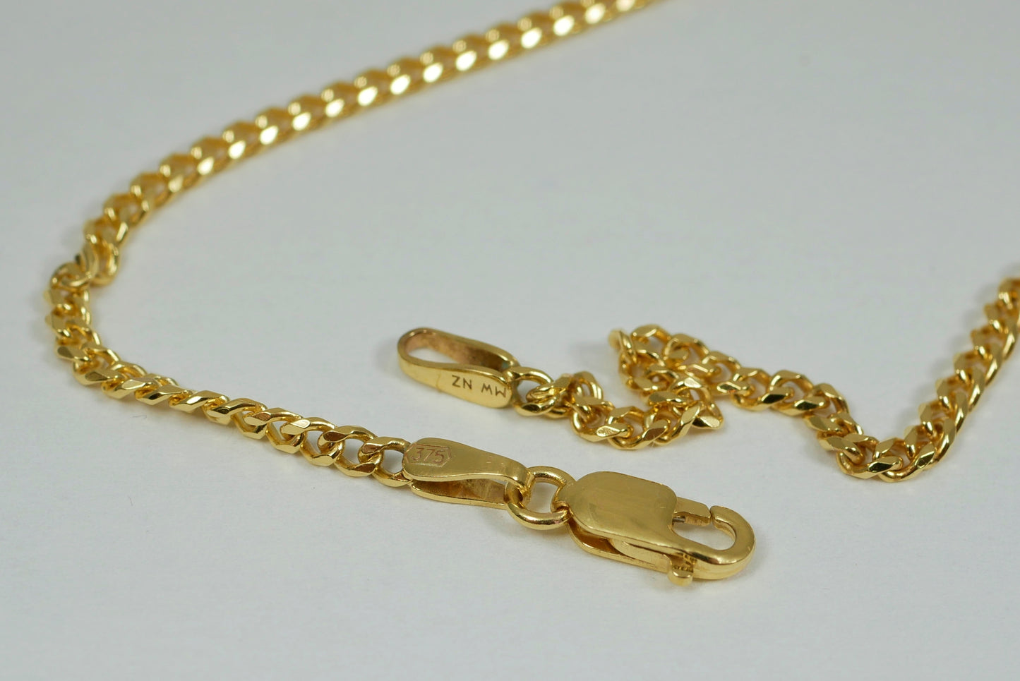 Solid 9ct Yellow Gold 2mm Flat Cuban Link 50cm 20" Necklace Chain Miami 5.3gm NZ