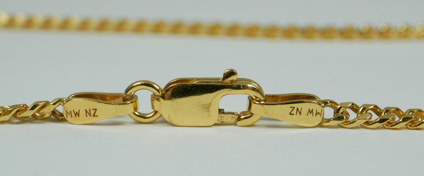 Solid 9ct Yellow Gold 2mm Flat Cuban Link 50cm 20" Necklace Chain Miami 5.3gm NZ