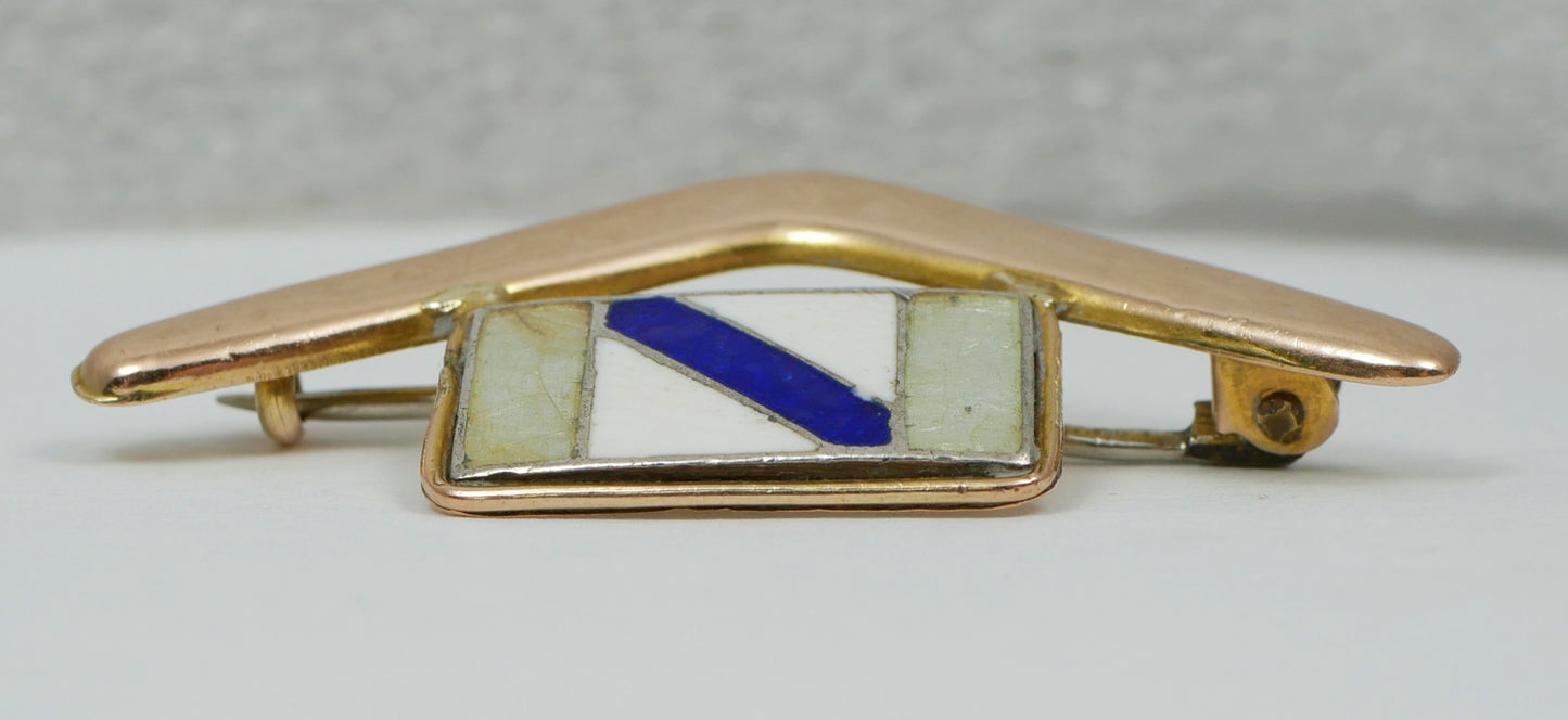 Antique WWII 9ct Gold 1st Armoured Division Army Service Corps Boomerang Brooch