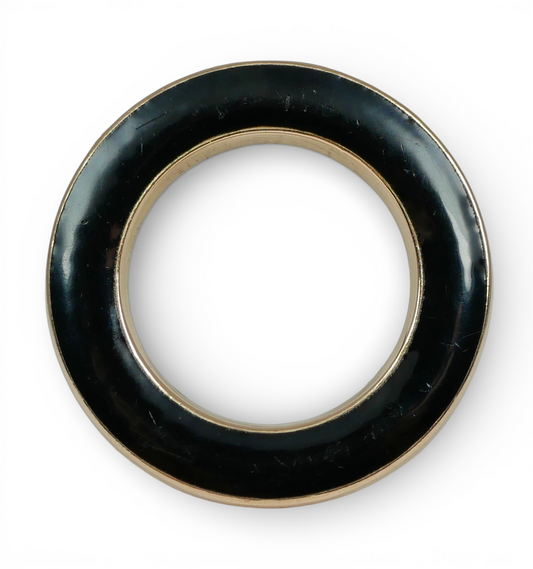 Antique Australian Solid 9ct Gold Black Enamel Wreath Circle Mourning Brooch Pin