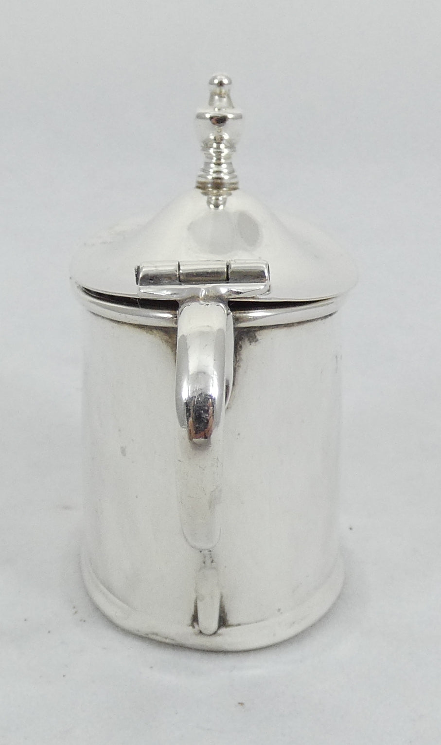 Antique Art Deco 1918 Sterling Silver & Blue Glass Mustard Pot Oval Cruet Set