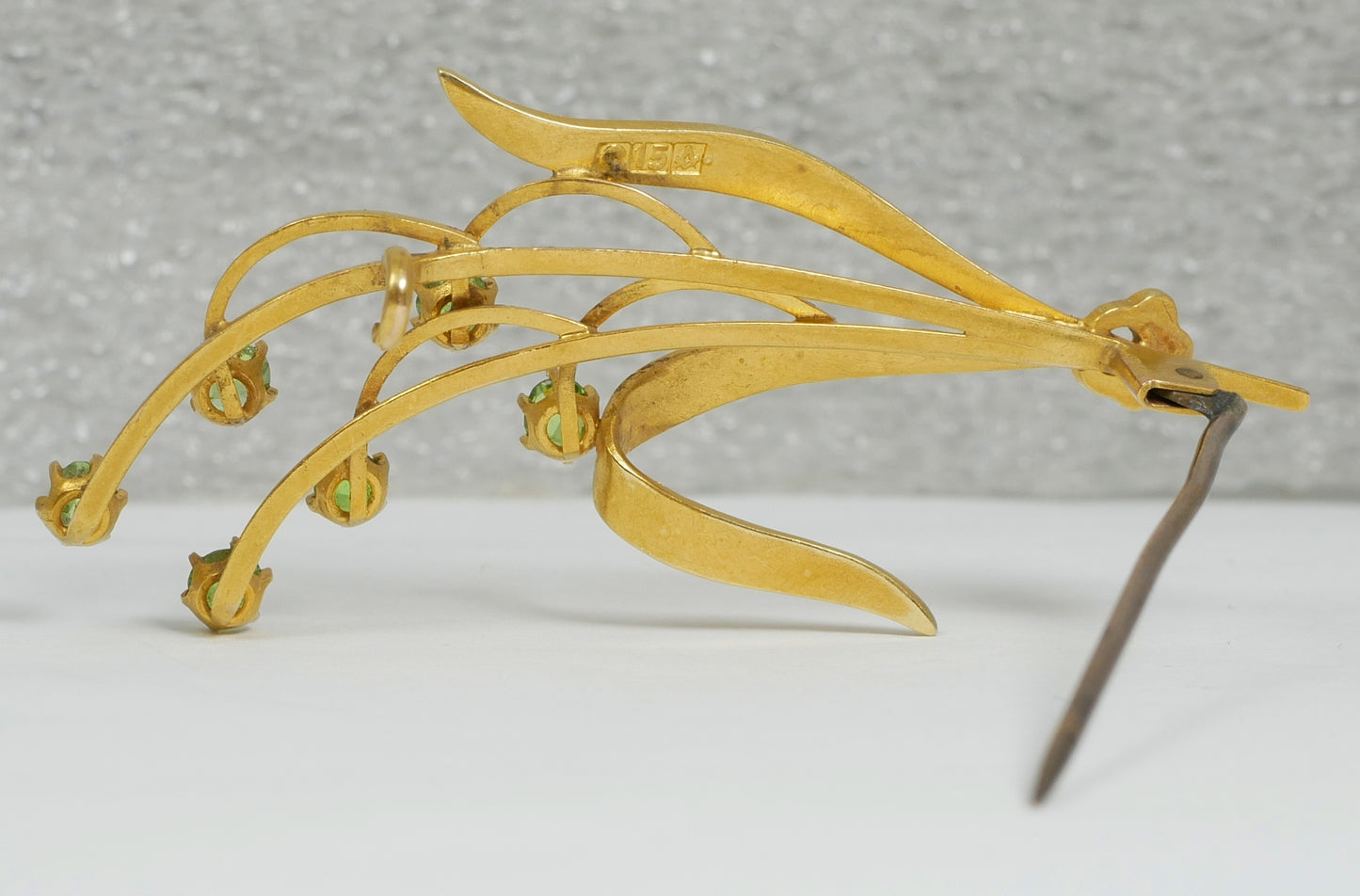 Antique Edwardian 1915 Solid 15ct Yellow Gold Lily Flower Seed Pearl Brooch Pin
