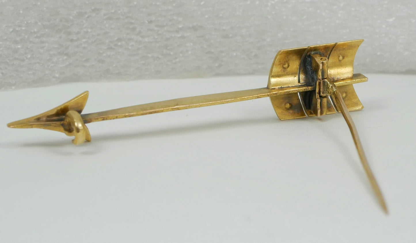 Antique Victorian 18ct Yellow Gold Turquoise & Seed Pearl Arrow Brooch Jabot Pin