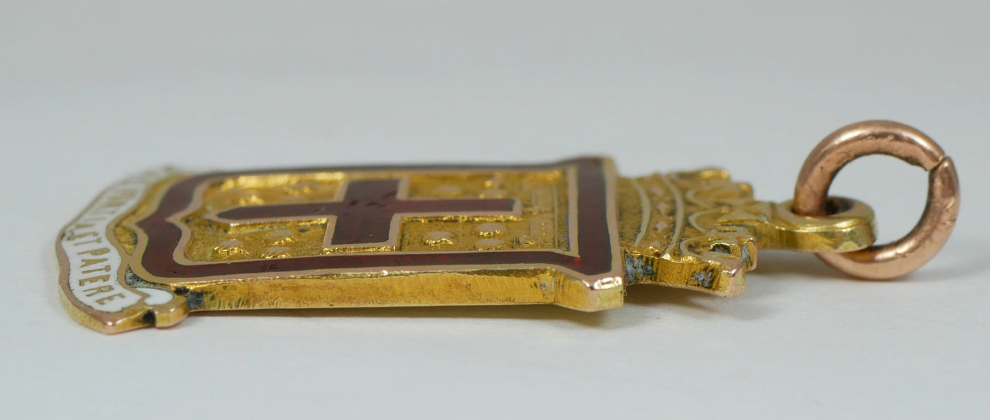 Antique Solid 9ct Yellow Gold Prince Alfred College Adelaide Pendant Medal Crest
