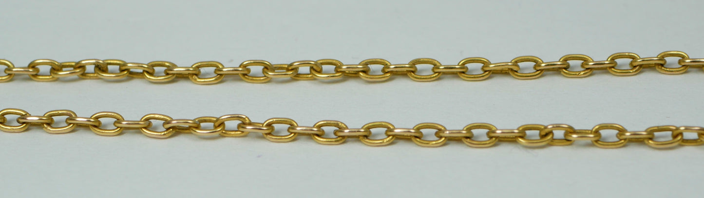 Antique Edwardian 15ct Yellow Gold 44cm 17.5" Amethyst Seed Pearl Necklace Chain