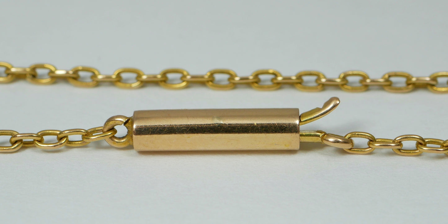 Antique Edwardian 15ct Yellow Gold 44cm 17.5" Amethyst Seed Pearl Necklace Chain