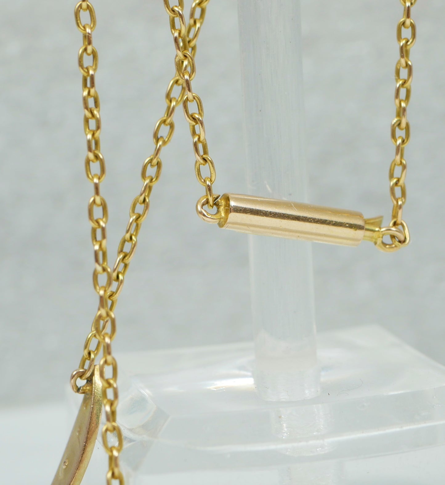 Antique Edwardian 15ct Yellow Gold 44cm 17.5" Amethyst Seed Pearl Necklace Chain