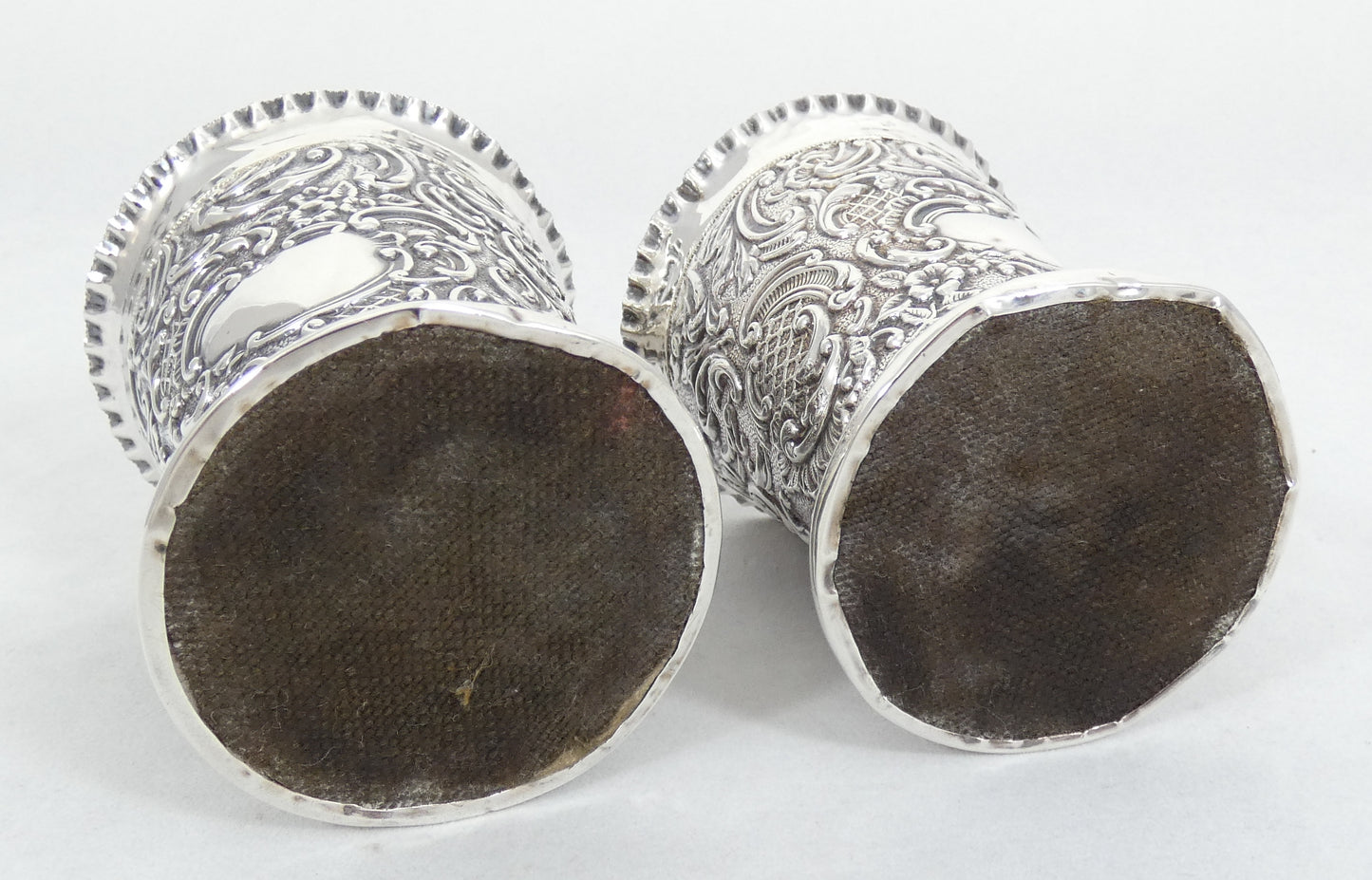 Antique Edwardian 1902 Pair Sterling Silver Flower Vases Tumblers Cups Beakers