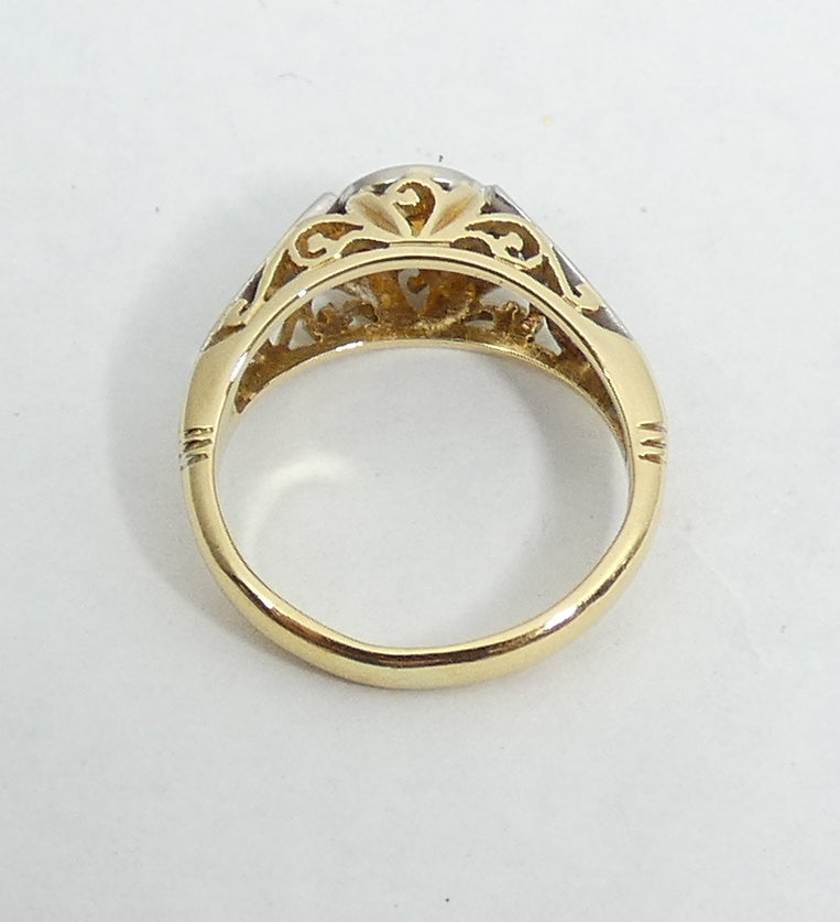 Vintage Art Deco Solid 18ct Yellow Gold Citrine & Diamond Dress Ring 4.5 I 48
