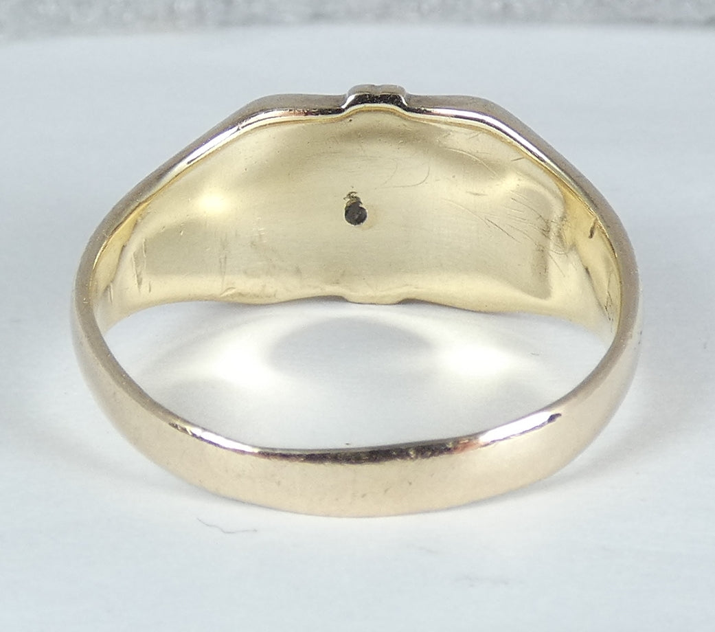 Vintage Solid 9ct Yellow Gold Tahitian Pearl Signet Ring Size 11.5 W 65 Unisex