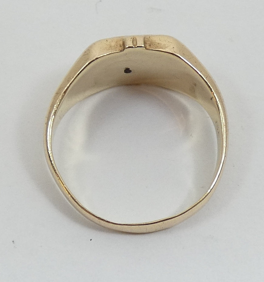 Vintage Solid 9ct Yellow Gold Tahitian Pearl Signet Ring Size 11.5 W 65 Unisex