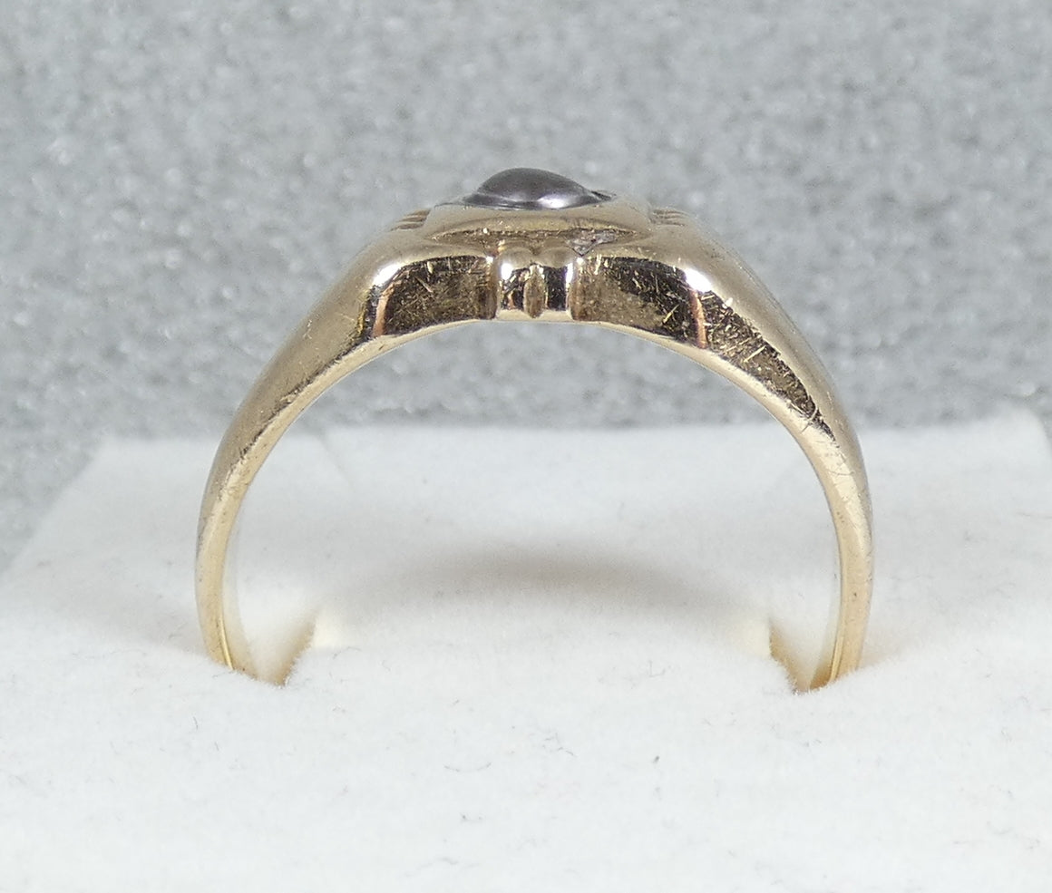 Vintage Solid 9ct Yellow Gold Tahitian Pearl Signet Ring Size 11.5 W 65 Unisex
