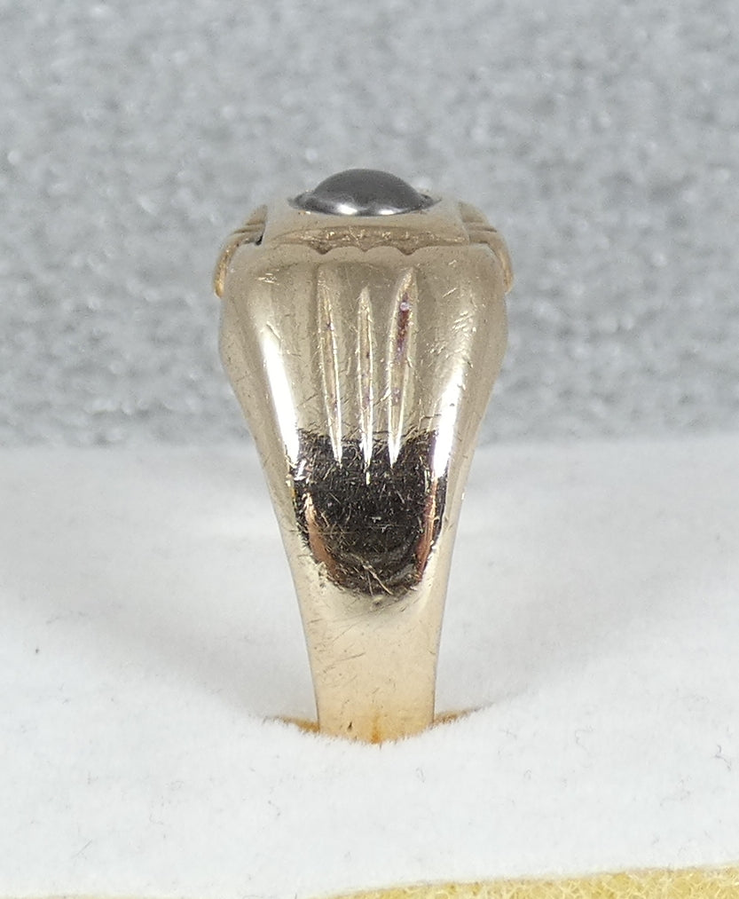 Vintage Solid 9ct Yellow Gold Tahitian Pearl Signet Ring Size 11.5 W 65 Unisex