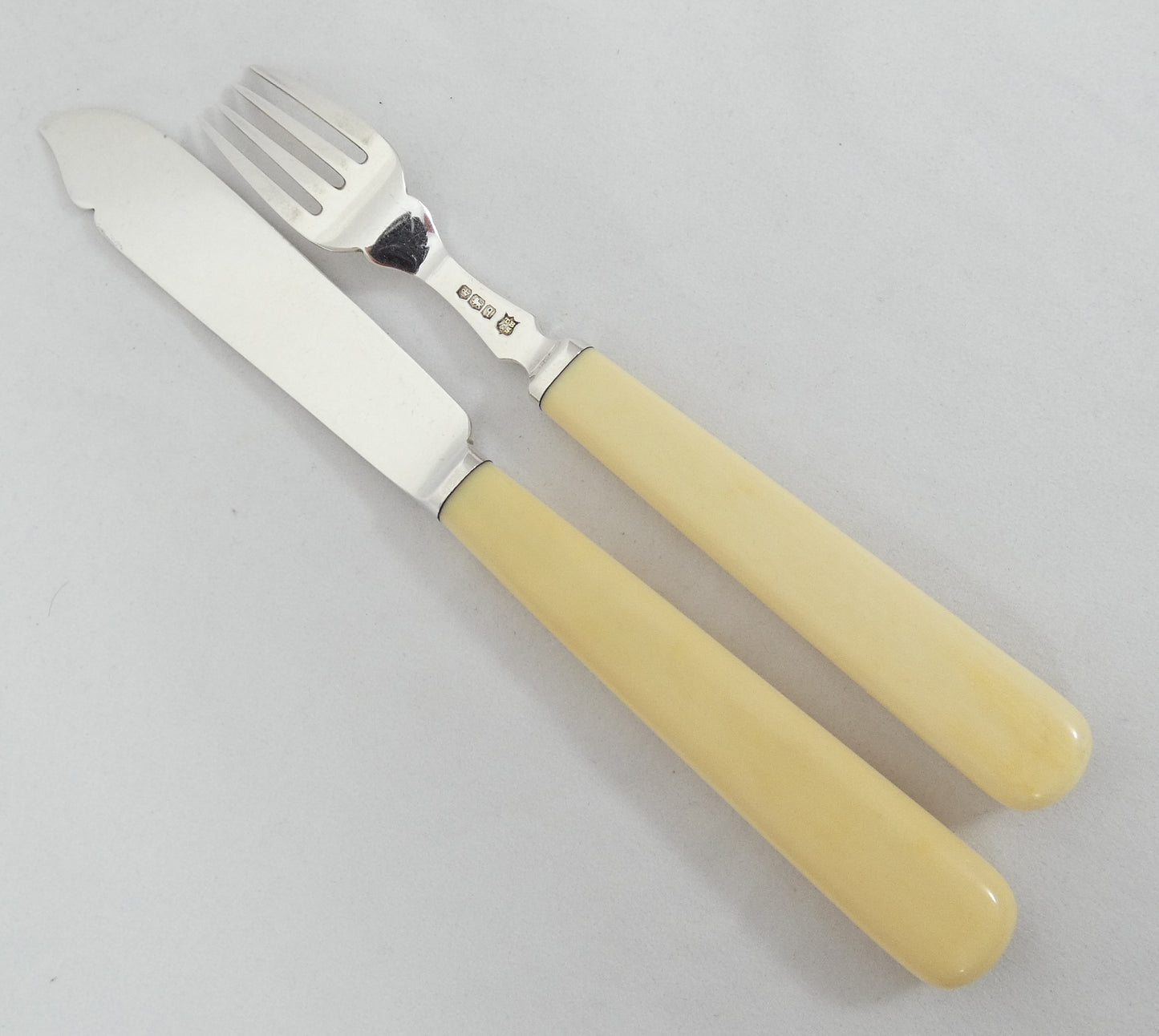 Antique Art Deco 1933 Set 24 Sterling Silver Fish Dessert Knives Forks Cutlery