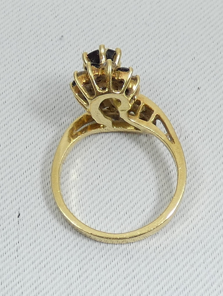 Vintage Solid 18ct Yellow Gold Sapphire & Diamond Dress Ring Size 6.5 M 52